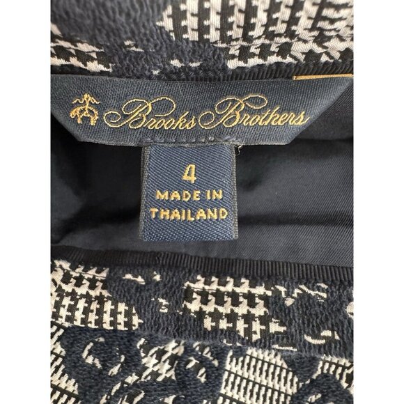 Brooks Brothers Skirt Womens Size 4 Navy/White Embroidered Floral Houndstooth - Picture 2 of 14